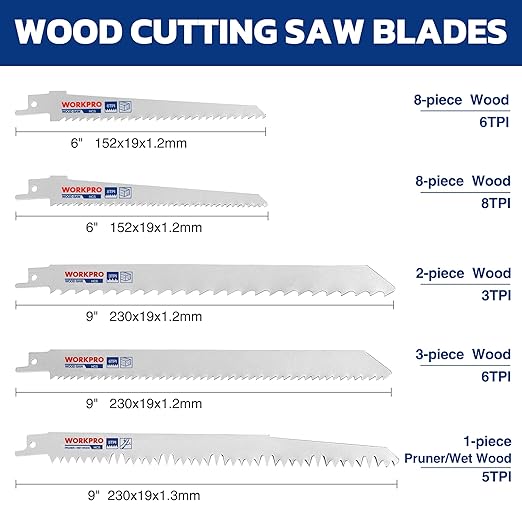 WORKPRO 32-Piece Reciprocating Saw Blade Set - Metal/Woodcutting Saw Blades, Pruner Saw Blades with Organizer Pouch