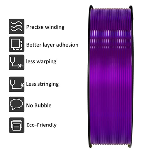 Geeetech TPU Filament 1.75mm, Shore 95A Flexible 3D Printer Filament with High Elasticity, 1KG (2.2lbs) Spool, Dimensional Accuracy 짹0.03mm, Fits Most FDM Printers (Clear Purple)