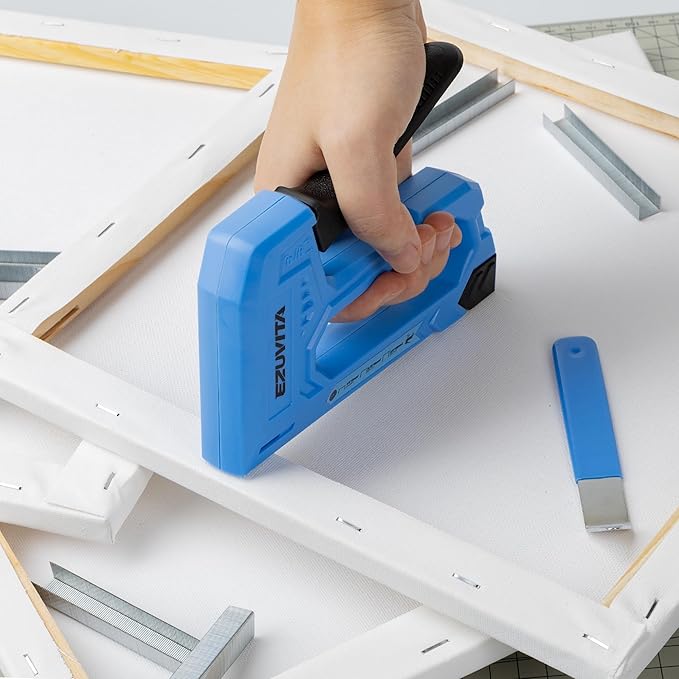 EZUVITA Light Duty Staple Gun for Wood, Blue Upholstery Staple Gun Kit with 2000pcs JT21 Staples 1/4, 5/16, 3/8 inch and Staple Remover, Stapler Gun for Crafts, DIY, Classroom, Decoration