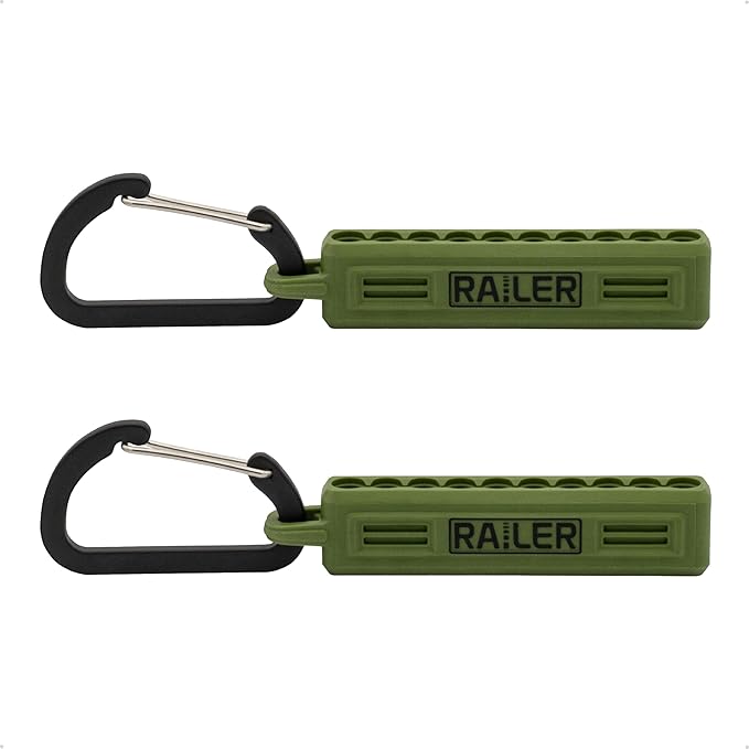 Screwdriver Bit Holder Storage Organizer ??Railer 10-Hole Camo Green Bit Holder with Carabiner - 2 Pack