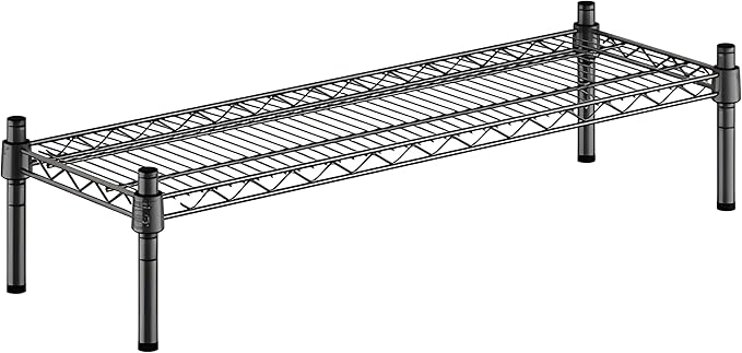 12" x 36" x 8" Black Epoxy Wire Storage Shelf, Dunnage Rack, Commercial 1 Tier Small Shelf