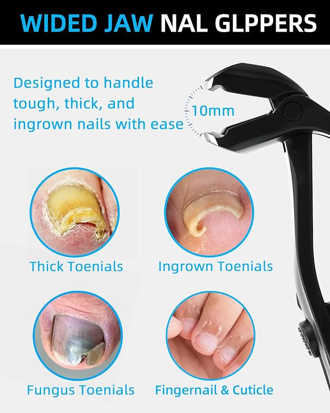 Long Handled Toenail Clippers for Seniors Thick Toenails, Angled Head Large Nail Clippers for Men, Heavy Duty Professional Toe Nail Clippers for Thick Nails, Stocking Stuffers