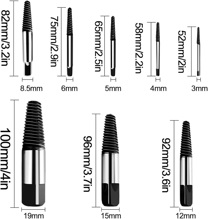 Hakkin 8 Pcs Damaged and Stripped Screw Extractor Set, 1/8?? 3/4??Broken Bolt Extractor and Broken Water Pipe Remover Set, Ideal Left Hand Spiral Removal Tool Kit with Storage Case