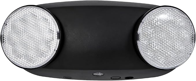 TANLUX Black Emergency Lights with Battery Backup, Two Head Adjustable Commercial Emergency Light, UL Listed, AC 120/277V, Hardwired Emergency Exit Light Fixtures for Business - 1 Pack