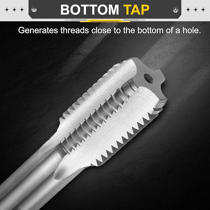uxcell Hand Bottom Tap 7/8"-9 BSW 2B Thread Bottoming Style Threading Taps High Speed Steel HSS6542 Straight Flutes Screw Tapping Tool