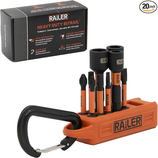 Railer Screwdriver Bit Set For Electricians - Premium S2 Steel Impact Driver Bits & Nut Drivers Set With A Magnetizer Bit Holder & Carabiner