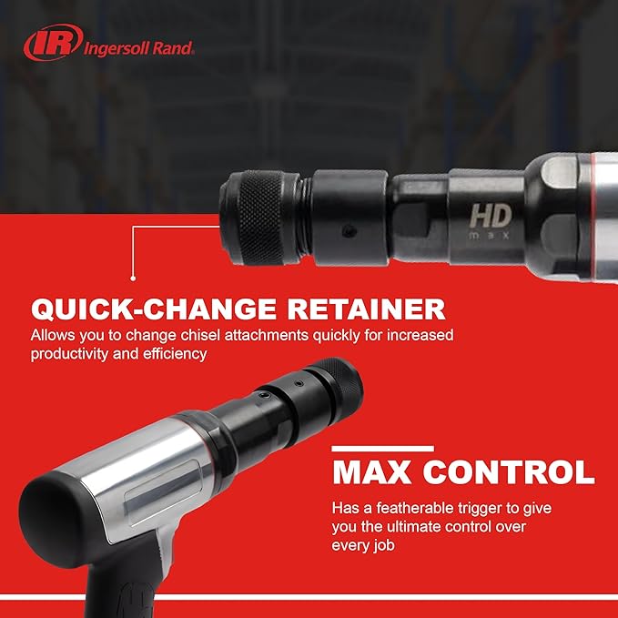 Ingersoll Rand 135MAX Vibration Reduced Heavy Duty Quick Change Air Hammer, 2600 BPM, 3" Stroke, Round Shank
