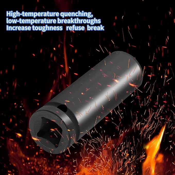 Meccion 1/2 Inch Drive Impact Socket 30mm Metric, 6 Point Cr-Mo Deep Impact Socket, 78mm Length