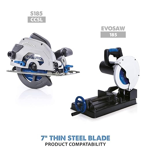 Evolution Power Tools 180BLADETS Thin Steel Cutting Blade, 7-Inch x 68-Tooth, Blue