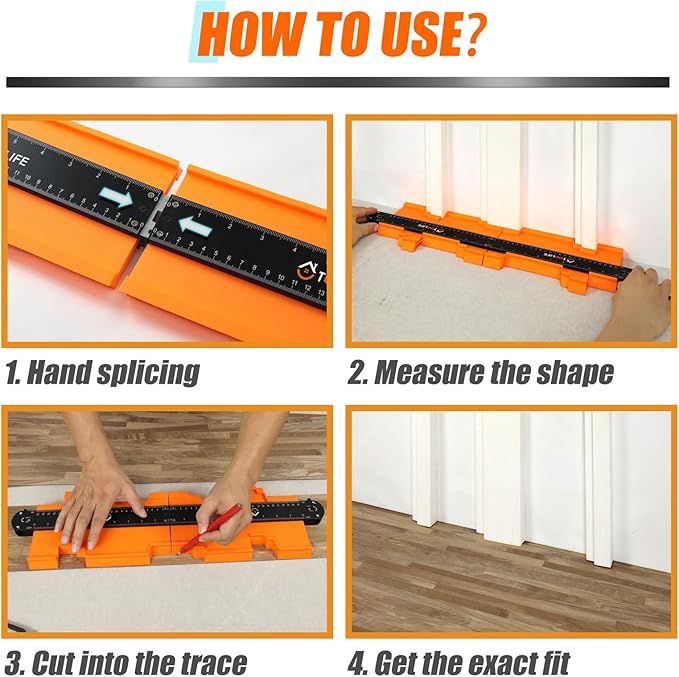 TOOLIFE Connectable Contour Gauge 10+10 Inch,Christmas Gifts for Stocking Stuffers Men Husband Dad, Shape Woodworking Tools for Flooring Tile Laying Carpet, Gifts for Him, Anniversary Birthday Ideas