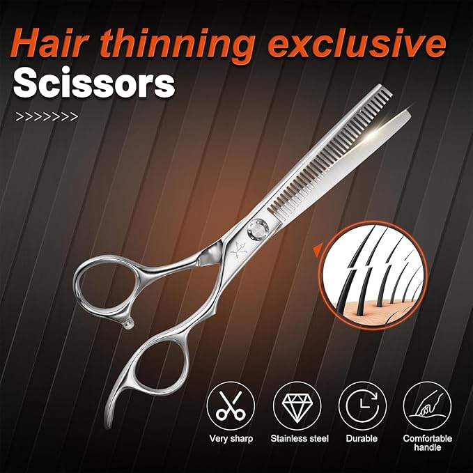High-end Professional Hair Thinning Scissors Hair Cutting Teeth Shears Barber Hairdressing Texturizing Scissor Extremely Very Sharp 6.25 Inch Stainless Steel Alloy For Men,Women,Salon & Home