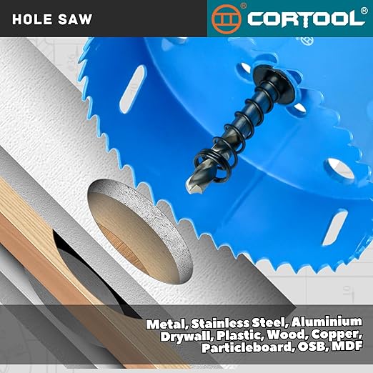 5 Inch Bi-Metal Hole Saw Kit With Arbor for Metal and Wood Cutting - Hole Cutter for Drywall, PVC Boards, Fiberglass and Vent Pipes