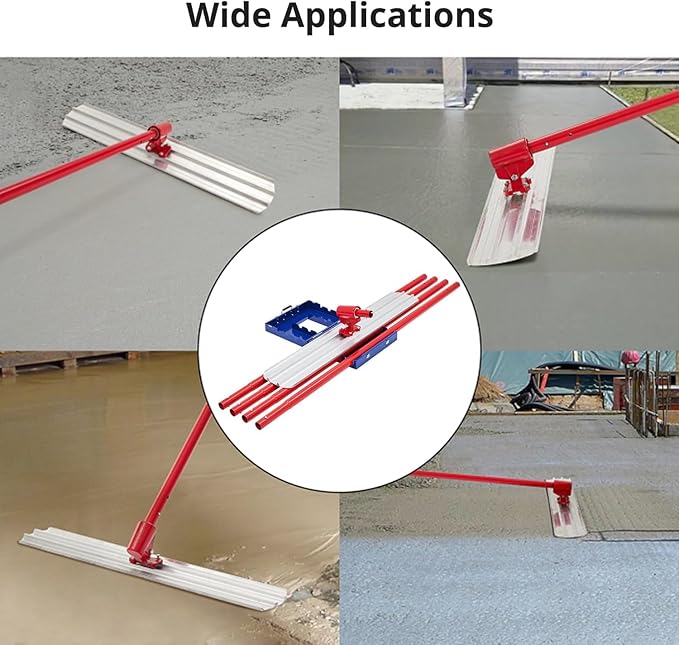 48"x8" Bull Float Kit, Aluminum Magnesium Alloy Concrete Float with Adjustable Bracket, 4 Handles & Carrying Case, Round End Finishing Tool Cement Tool