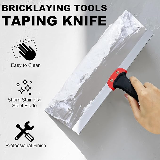 Drywall Taping Knife Set, 6 Pcs Stainless Steel Taping Knives Includes 6??8??10??12??14?? 3??Multifunctional Paint Scraper, Perfect Hand Tools for Drywall Joint Taping, Finishing and Patching
