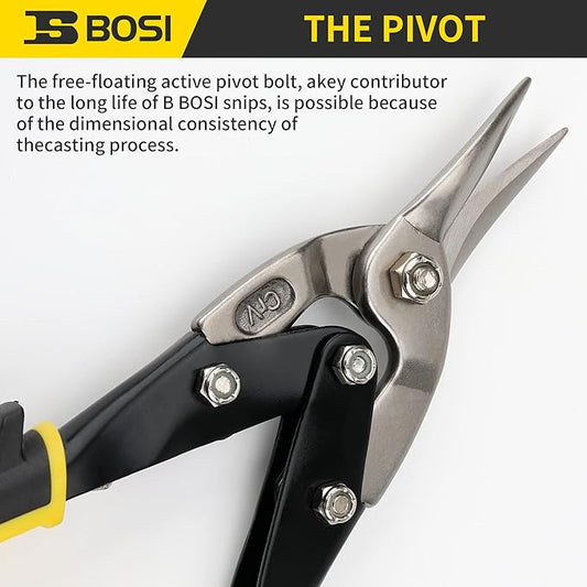 10 Inch Aviation Tin Snips, Straight Cut Heavy Duty Shears for Sheet Metal, Cutter Snips Shears with Chrome Vanadium Steel Sharp Blades & Safety Latch (10 Inch Straight)
