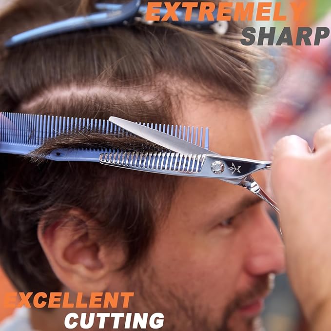 High-end Professional Hair Cut Thinning Scissors Hair Cutting Teeth Shears Barber Hairdressing Texturizing Scissor Extremely Very Sharp 6 Inch Stainless Steel Alloy For Men Women Salon& Home
