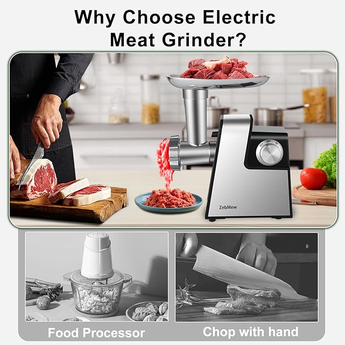Electric Meat Grinder, 350W(2800W Max) Power Food Grinder with Sausage Stuffer Tubes, Dumpling Maker, and Kubbe Kit, Small Meat Grinder for Home Use 竊똣or Ground Beef, Deer, Chicken, and More