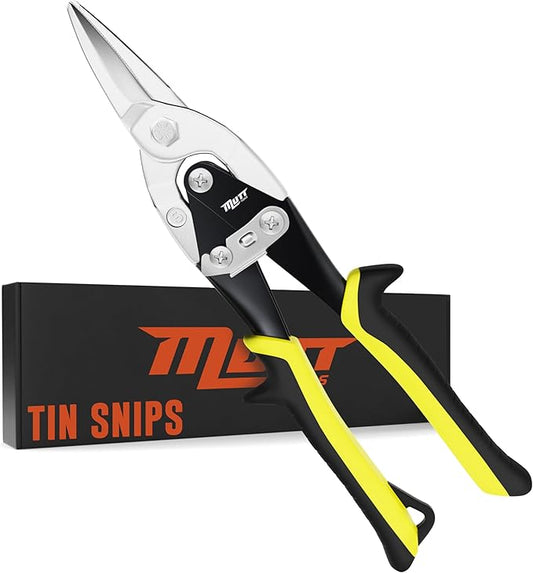 Mutt Tools 10" Heavy Duty Metal Cutting Shears - Professional Tin Snips for Sheet Metal, Stainless Steel & Aluminum - Straight Cut HVAC Scissors with Ergonomic Grip