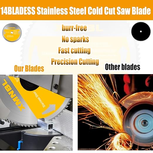 14 Inch Stainless Steel Cutting Saw Blade,Replacement for Evolution 14 Inch Metal Saw Blade,Compatible with Evolution S355CPS S355CPSL S380CPS Metal Cutting Saws,14 x 90 Teeth,1 Inch Center Shaft