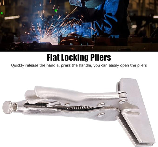 locking Sheet Metal Tool, Flat Locking Pliers Steel Adjustable Flat Head Vise Locking Grip Pliers for Connecting Welding Parts10 Inch