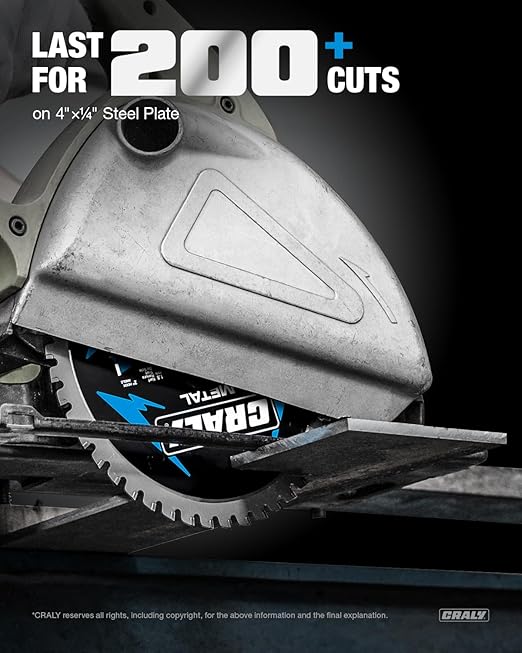 CRALY 6-1/2 Inch 48 Teeth Steel and Ferrous Metal Cutting Circular Saw Blade, 5/8 Inch Arbor, Thin Kerf, Professional Carbide Tipped Blade for Angle Iron, Threaded Rod, EMT Conduit(C0648MC)