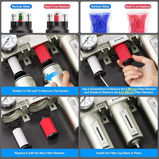 TAILONZ PNEUMATIC 0-240PSI 3/4" NPT Industrial 3-Stage Air Dryer System ??Particulate Filter, Coalescing Filter, Desiccant Dryer & Regulator (Auto Drain)