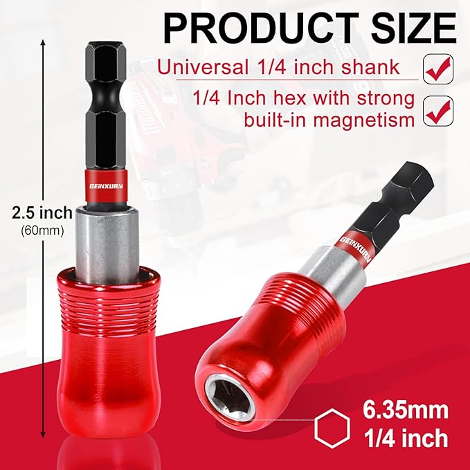 2.5Inches Impact Screwdriver Bit Holders, 3PC Magnetic Extension Quick-Change Socket Drill Bit Holder Cr-V Steel Hex Shank Quick Release Drill Bit Guide