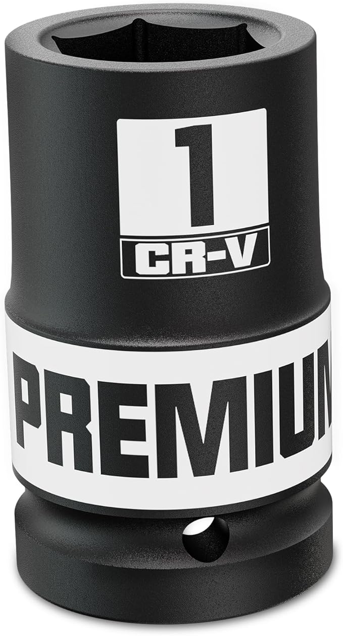 1" Drive Deep 6 Point Impact Socket, 1'' Deep Socket, SAE, CR-V, Color-Coded for Auto Repair, Mechanics & DIY