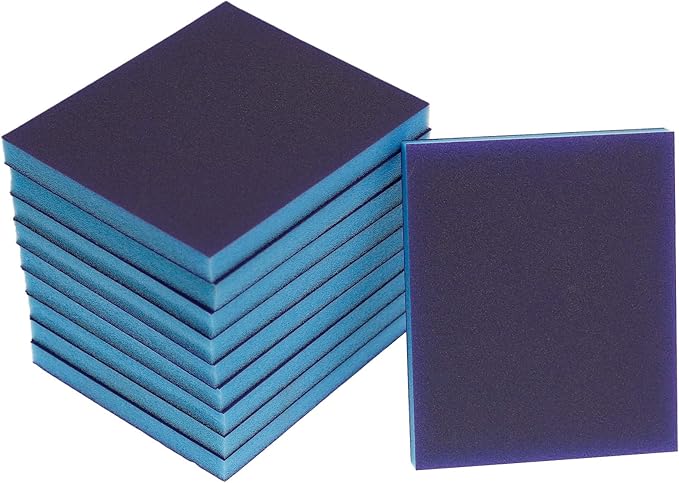 BokWin 16Pcs Sanding Sponge, 220 Grit Washable Sponge Sand Blocks, Wet and Dry Sanding Blocks for Plastic, Wood, Metal, Furniture (Superfine Grade)