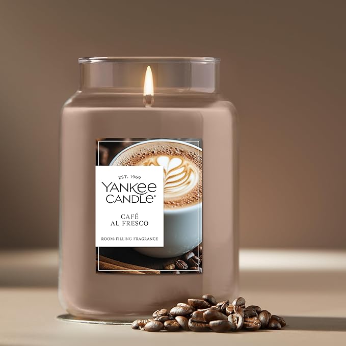 Yankee Candle Caf챕 Al Fresco, Scented Candle, 22oz Large Jar with up to 150 Hour Burn Time, Giftable