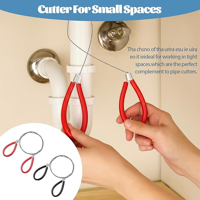 4 Pcs Stainless Steel Cable Saw, Metal Wire Saw Emergency Hand Pocket Survival String Rope Wire Saws PVC Cable Saws for Home Hiking Hunting Camping, 27.56 Inch (Red and Black)