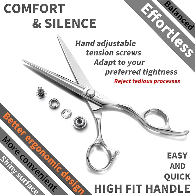 High-end Professional Extremely Very Sharp Barber Hair Cutting Scissors Hairdresser Shears For Hair 6 Inch Haircut Scissor Made Of Stainless Steel Alloy For Hairdressing Salon and Home Use