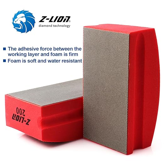 Z-lion Electroplated Diamond Polishing Hand Pads Grit 200 Arc Shape Back for Glass Stone Granite Marble Concrete