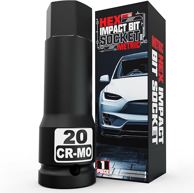 1/2" Drive 20 mm Hex Impact Bit Socket, H20 Allen Bit Socket, Metric, Cr-Mo Steel, Automotive Repair Industrial Maintenance and DIY Enthusiasts Alike