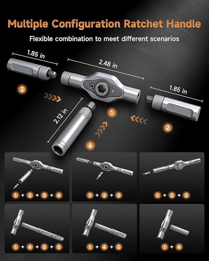 24 in 1 Magnetic Screwdriver Set, DIY ratchet screwdriver set,Multi-Bit Magnetic Ratcheting Screwdriver Set with Storage Case,Portable Compact Repair Tool Kit for Bike, Furniture,Computer,Electronic.