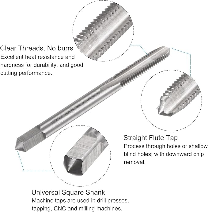 uxcell Metric Tap and Drill Bit Set, M5 x 0.8 Thread Tap & 4.2mm Black Oxide Twist Drill Bit, Straight Flute Tap Tapping Threading Repair Tool Kit