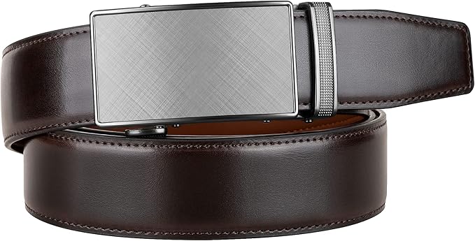 Zitahli Belt Men, Ratchet Belt Dress with 1 3/8" Premium Leather,Slide Belt with Easier Adjustable Automatic Buckle