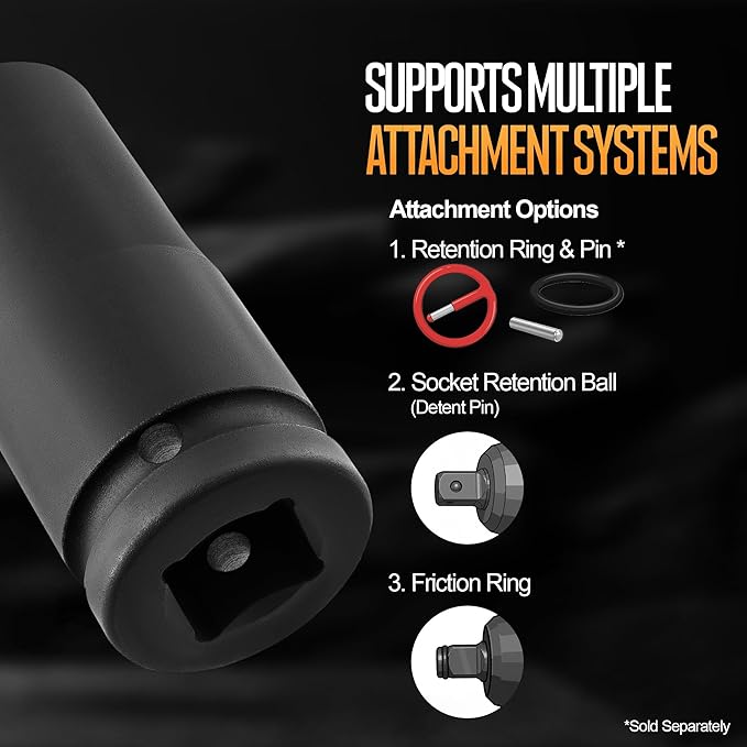 TIGHTSPOT 3/4" Drive 15/16 Inch SAE Deep Impact Socket Heavy Duty CR-MO Jumbo Socket 6 Point Automotive Truck and Heavy Equipment Repair
