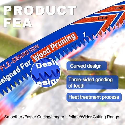 Japanese Teeth Reciprocating Saw Blades 15"*4+12"*4- Curved Edge Wood Pruning Saw Blades 6TPI for Tree Trimming,Wood Cutting,Cr-V Sabre Saw Pruning Blade