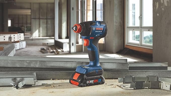 BOSCH GXL18V-260B26 18V 2-Tool Combo Kit with 1/2 In. Hammer Drill/Driver, 1/4 In. and 1/2 In. Two-In-One Bit/Socket Impact Driver, (1) CORE18V 8 Ah Battery and (1) CORE18V 4 Ah Battery