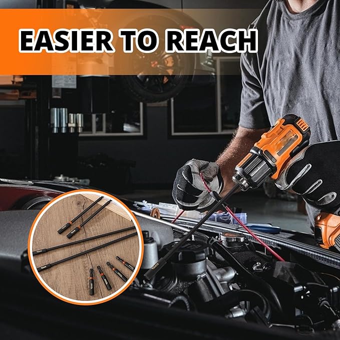 8 Pcs Strong Magnetic Impact Driver Bit Holder Extension Set:4 PCS 2.5 Inch Long + 2 PCS 6 Inch Long + 2 PCS 12 Inch Long Magnetic Screwdriver Bit Holder