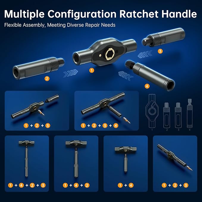 74-in-1 Magnetic Screwdriver Set, Multi-Bit Combination Ratchet Screwdriver Kit Portable Repair Tool Kit for Computers, Eyeglasses, Bicycles, Watches, Doorbells, Furniture, and DIY