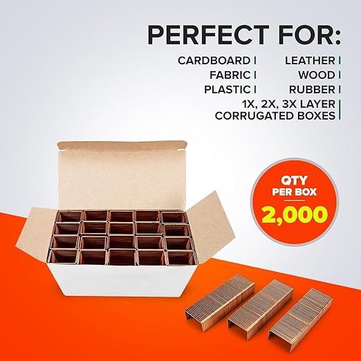 IDL Packaging Heavy Duty Staples - 1 1/4" x 3/4" x 0.08" (5 Boxes, 10000 pcs) - Non-Rusting Industrial Staples for Stapler