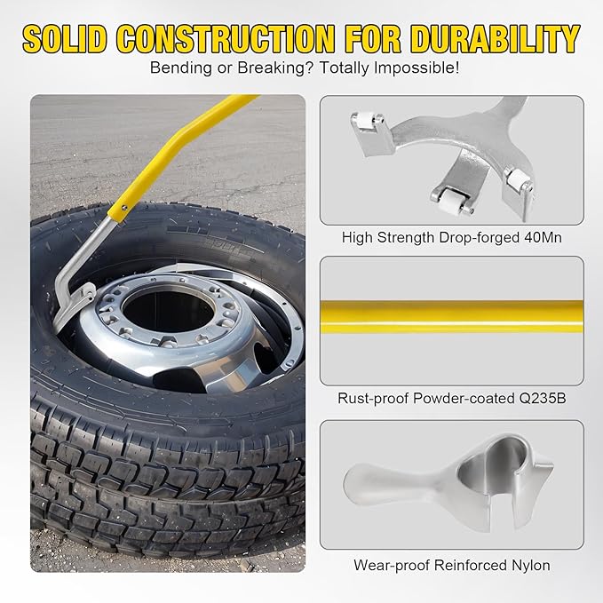 YELLOW JACKET Tire Mount Demount Tool, 3PCS Tire Changer Demount Tool with Extra Bead Keeper, 22.5 to 24.5 inches, Tire Changing Tools for Car Repairing Adapted to Aluminum and Steel Rims, Yellow
