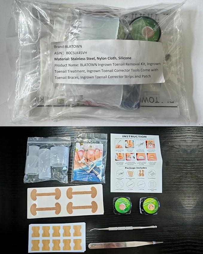 Ingrown Toenail Removal Kit, Ingrown Toenail Treatment, Ingrown Toenail Corrector Tools Come with Podiatry Toenail Braces, Ingrown Toenail Corrector Strips and Patch for Toe Pain Relief