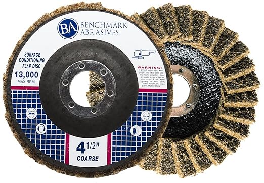 Benchmark Abrasives 4-1/2" x 7/8" Surface Conditioning Type 27 Flap Discs 4 1/2 for Angle Grinder, Sanding Discs for Blending and Polishing - Grinding Wheels 4 1/2 inch - (5 Pack) Coarse Grit