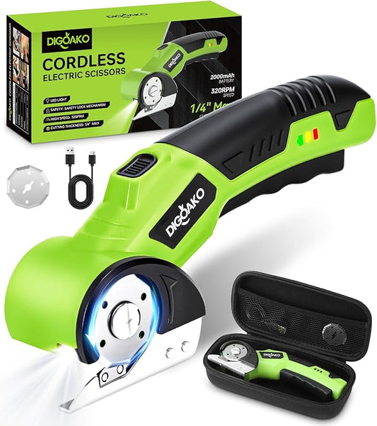 Cardboard Cutter - Rechargeable Cordless Electric Scissors, 4V Duty Electric Box Cutter for Cardboard, Safety Lock & LED Light, Powerful Cutting for Carton Carpet Plastic Fabric Leather
