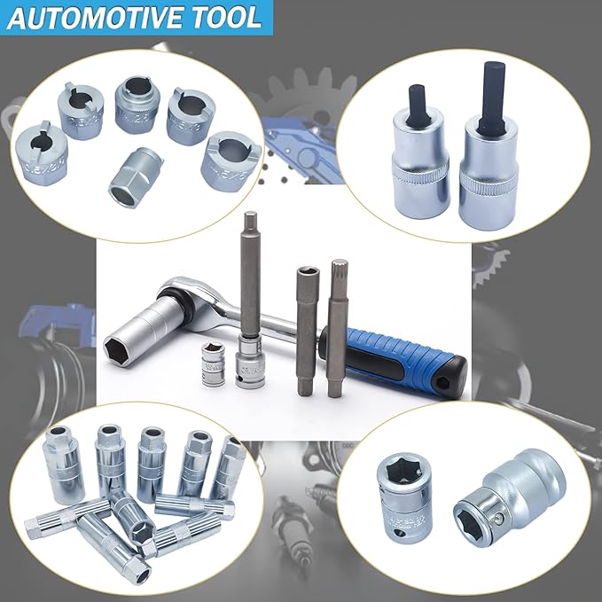 50PCS Drive Shock Absorber Tool Kit, Suspension Shock Absorber Strut Nut Removal Installation Tool Socket Wrench Kit Tribus Tools Set for All Vehicles