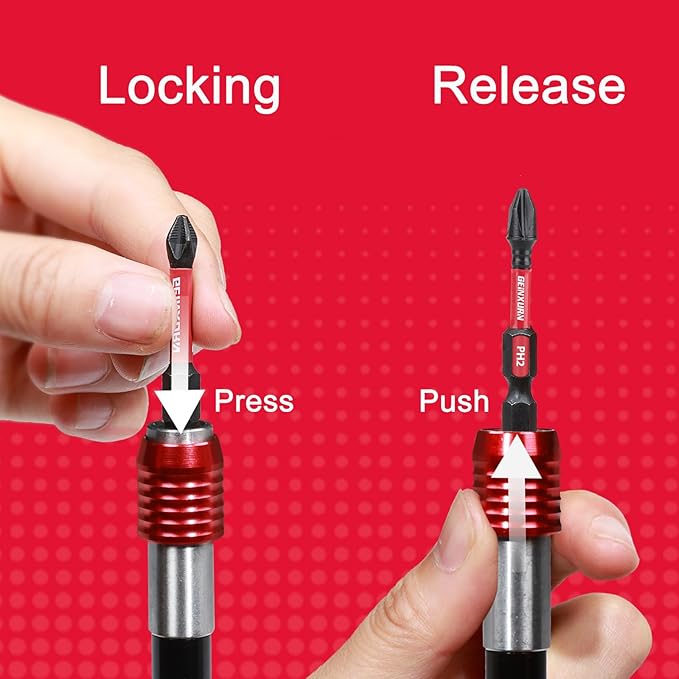 6??Impact Screwdriver Bit Holders with 10Pcs Screwdriver Bit, Magnetic Extension Quick-Change Socket Drill Bit Holder Cr-V Steel Hex Shank Quick Release Extra Long Drill Bit Guide