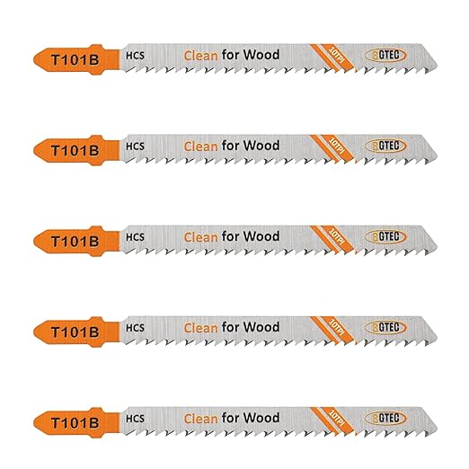 5PCS T Shank Jigsaw Blades Set - BGTEC HCS(SK5) Jig Saw Blades for Wood, Plastic Cutting(T101B)